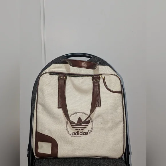 Adidas Trefoil Retro Canvas Tote Bag | Vintage Gym Duffle Weekender - Picture 2 of 9